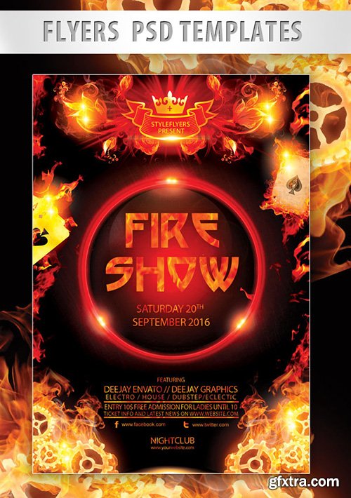 Fire Show Flyer PSD Template + Facebook Cover