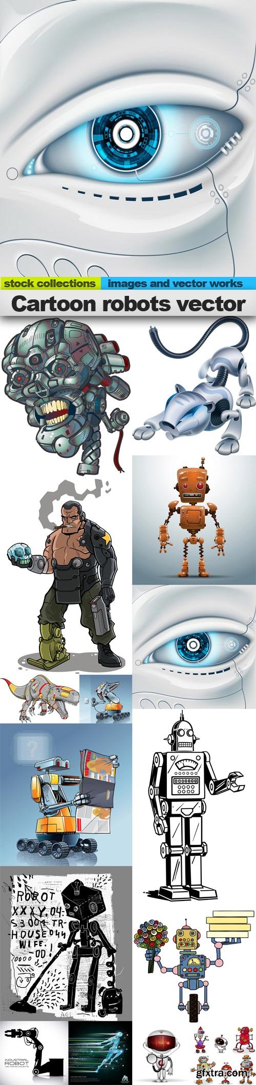 Cartoon robots vector, 15 x EPS