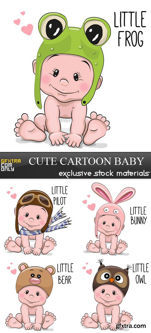 Cute Cartoon Baby - 5 EPS