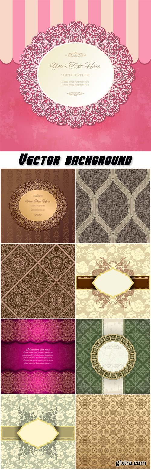 Seamless background, patchwork tiles, vintage lace ornamental frame