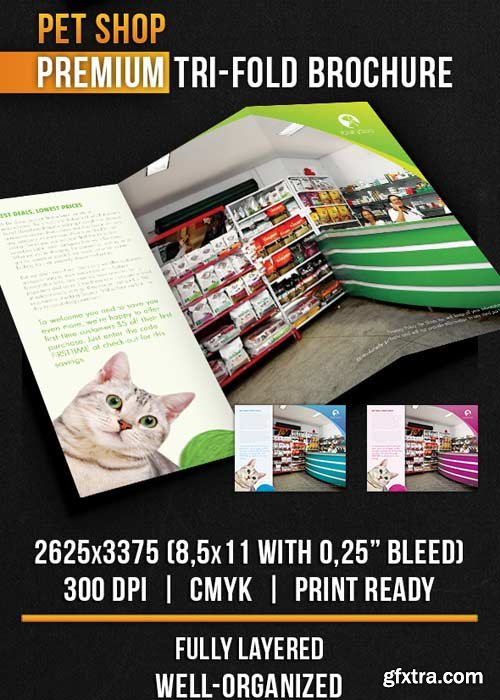 Pet Shop Tri-Fold Brochure PSD Template