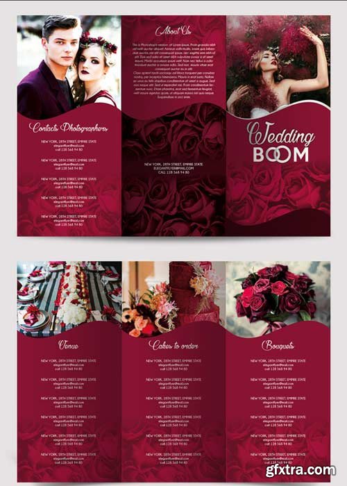 Wedding BOOM Tri-Fold Brochure PSD Template