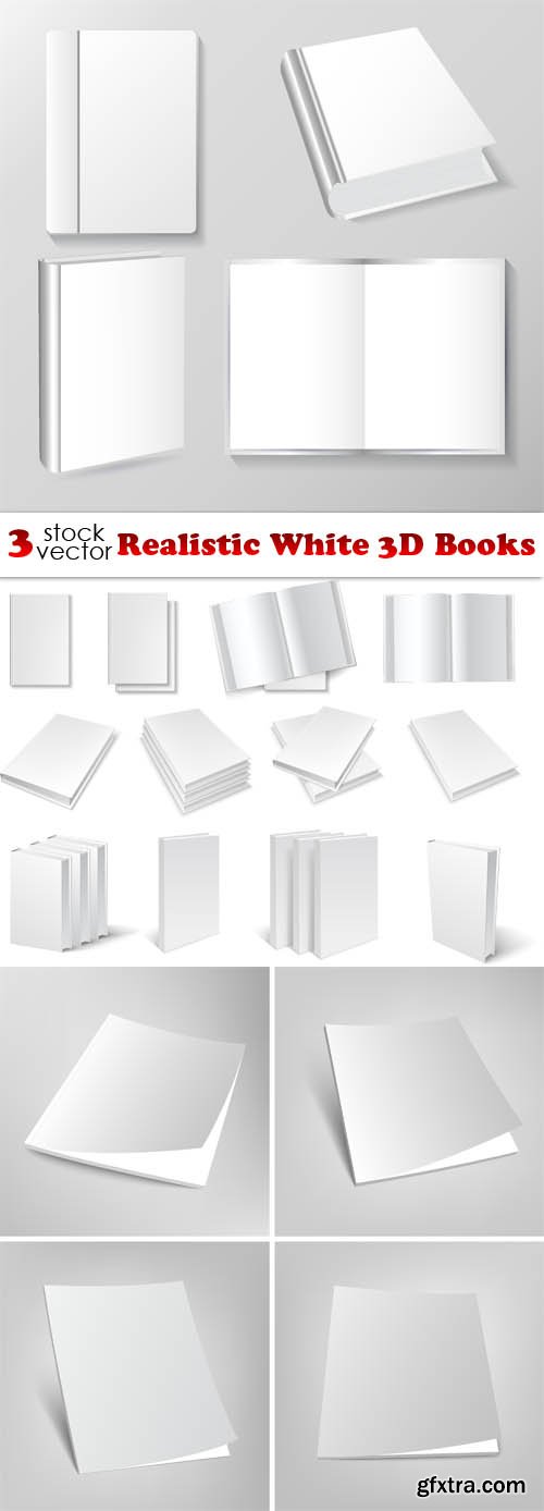 Vectors - Realistic White 3D Books