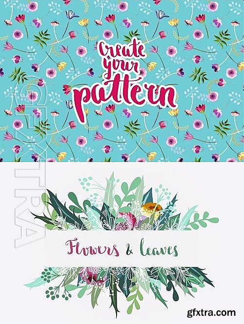 CM - Flowers & Leaves Vector Set 585287