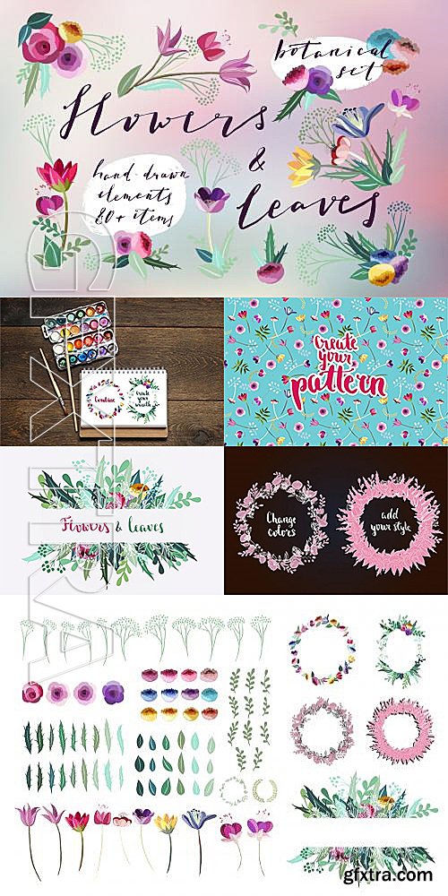 CM - Flowers & Leaves Vector Set 585287