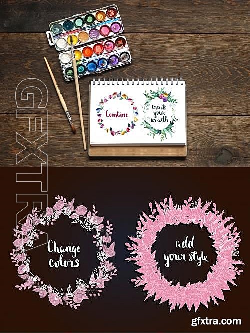 CM - Flowers & Leaves Vector Set 585287