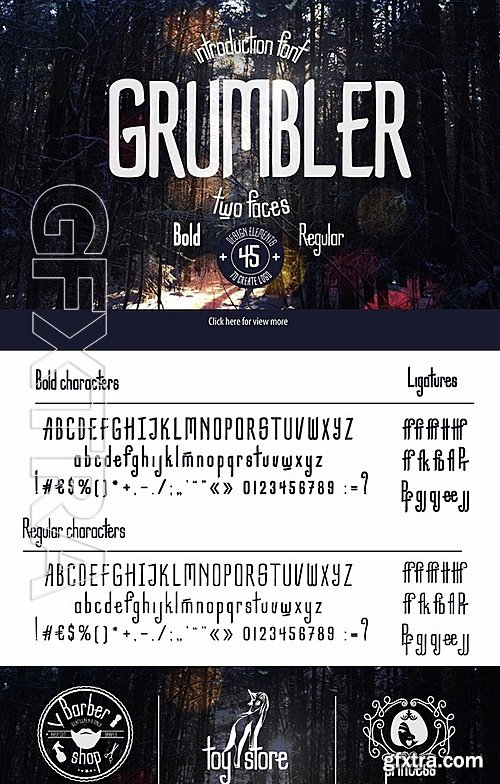 CM - Grumbler font + logo elements set 585562