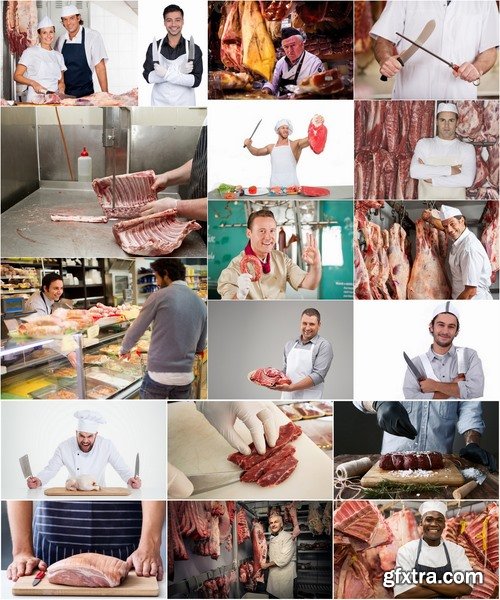 Collection of butcher cutting meat 25 HQ Jpeg