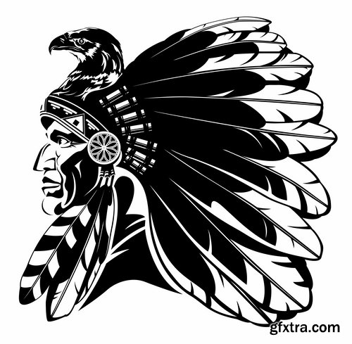 Collection of American Indian prints on t-shirt vector image 25 EPS