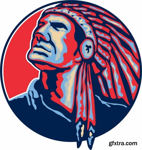 Collection of American Indian prints on t-shirt vector image 25 EPS