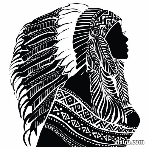 Collection of American Indian prints on t-shirt vector image 25 EPS