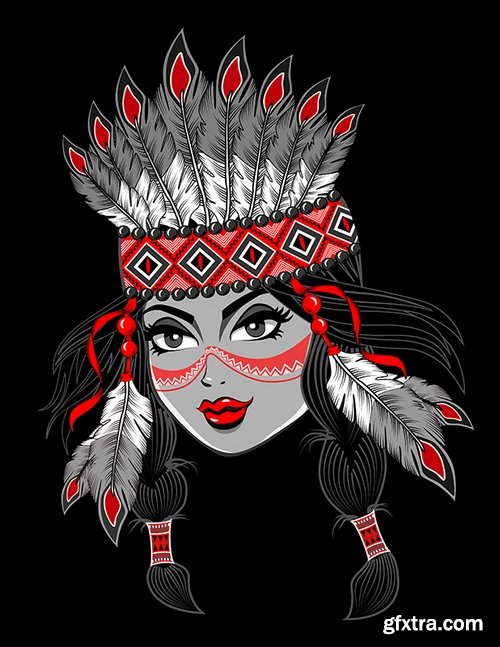 Collection of American Indian prints on t-shirt vector image 25 EPS