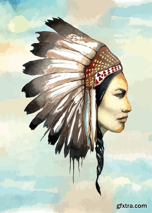 Collection of American Indian prints on t-shirt vector image 25 EPS