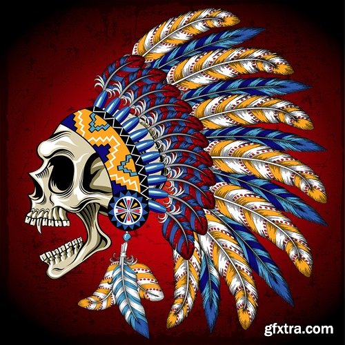 Collection of American Indian prints on t-shirt vector image 25 EPS