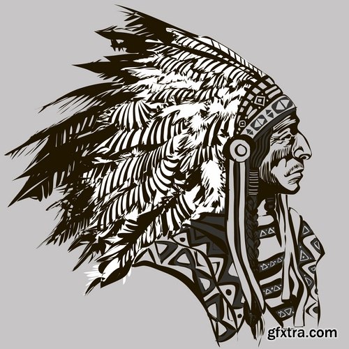 Collection of American Indian prints on t-shirt vector image 25 EPS