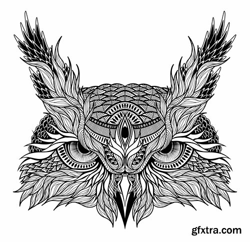 Collection of bird of prey eagle owl vector image 25 EPS