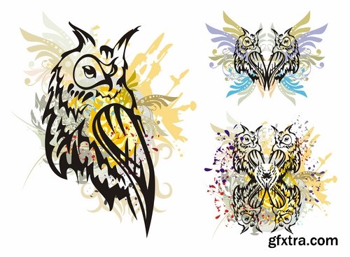 Collection of bird of prey eagle owl vector image 25 EPS