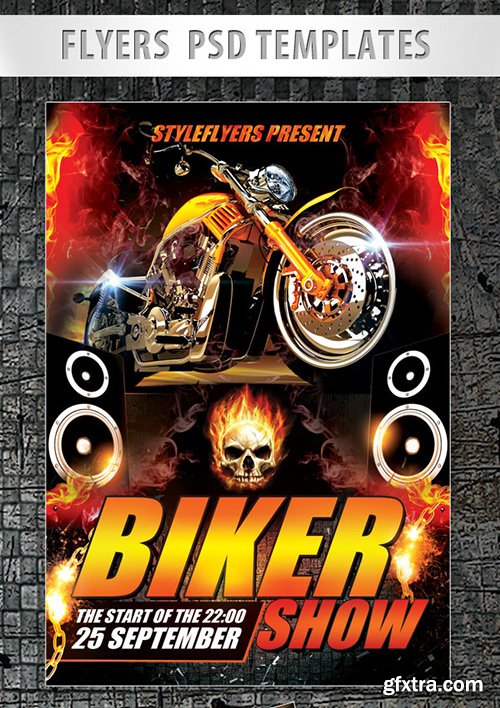 Biker Show Flyer PSD Template + Facebook Cover