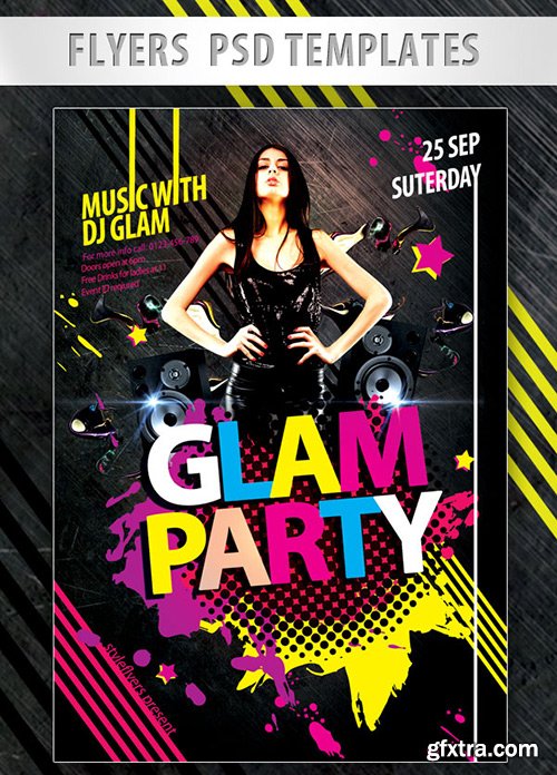 Glam Party Flyer PSD Template + Facebook Cover