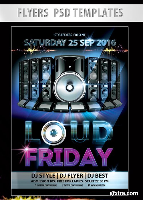 Loud Friday Party Flyer PSD Template + Facebook Cover