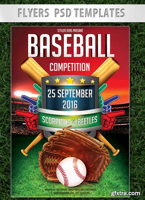 Baseball Competition Flyer PSD Template + Facebook Cover