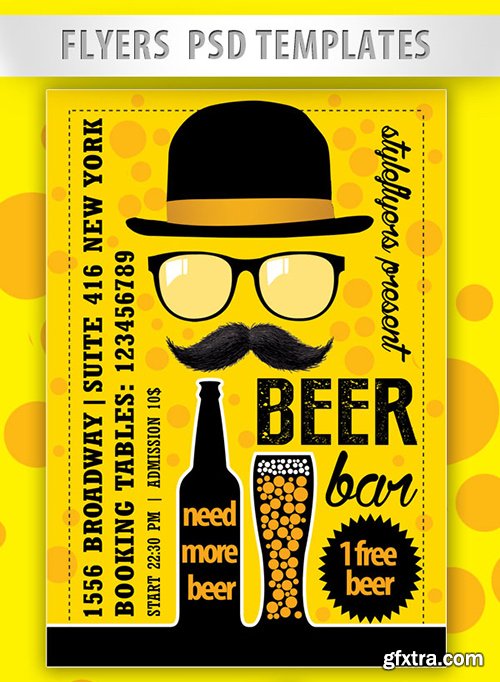 Beer Bar Flyer PSD Template + Facebook Cover