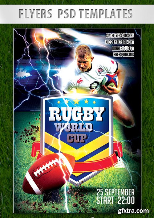 Rugby World Cup Flyer PSD Template + Facebook Cover