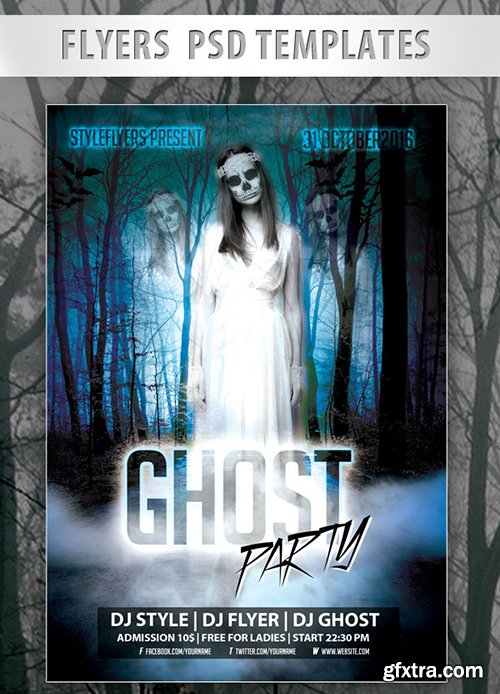 Ghost Party Flyer PSD Template + Facebook Cover