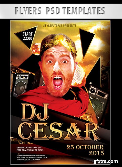 DJ Cesar Flyer PSD Template + Facebook Cover