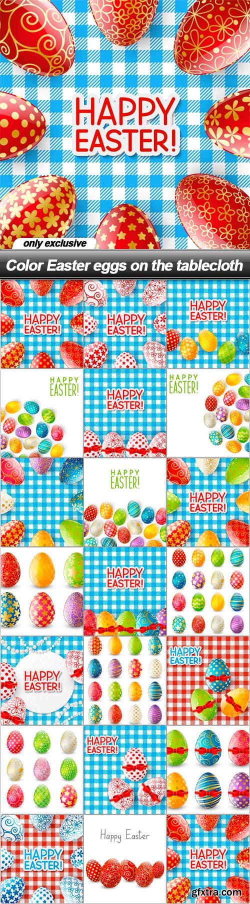 Color Easter eggs on the tablecloth - 20 EPS