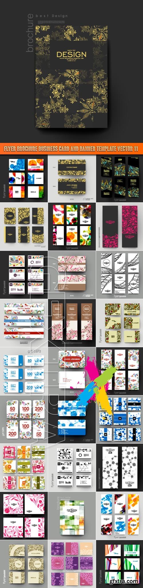 Flyer brochure business card and banner template vector 11