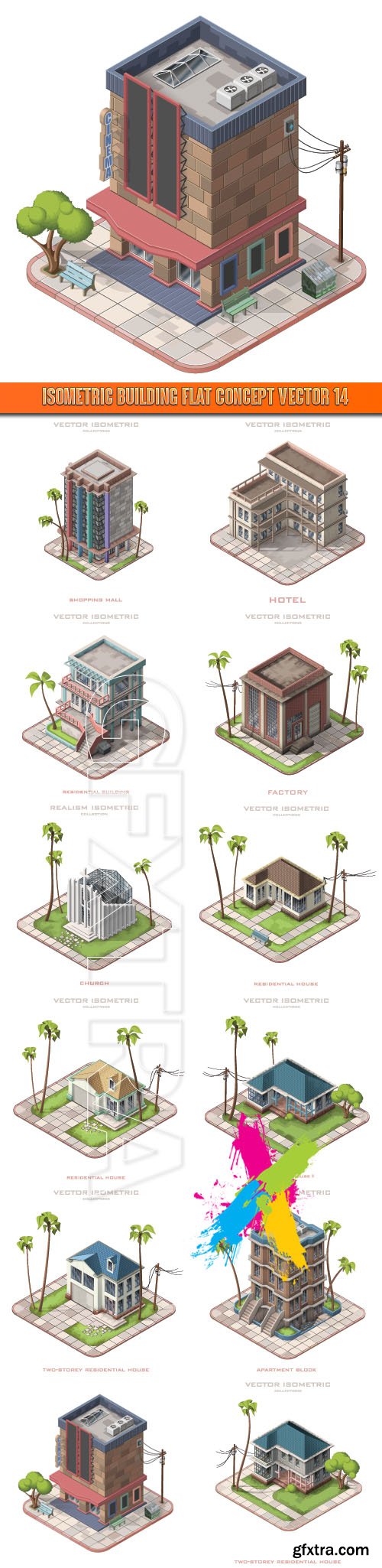 Isometric building flat concept vector 14