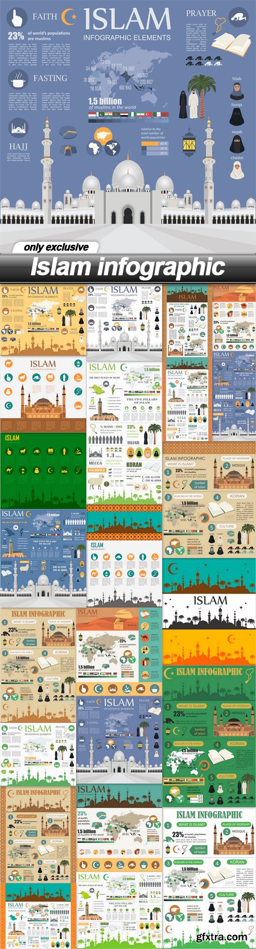 Islam infographic - 24 EPS