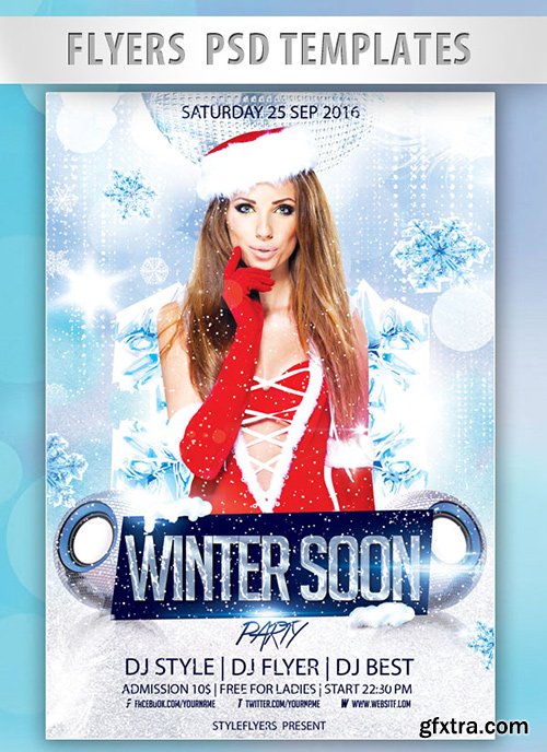 Winter Soon Party Flyer PSD Template + Facebook Cover