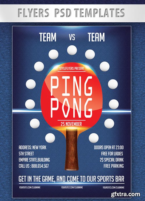 Ping Pong Flyer PSD Template + Facebook Cover