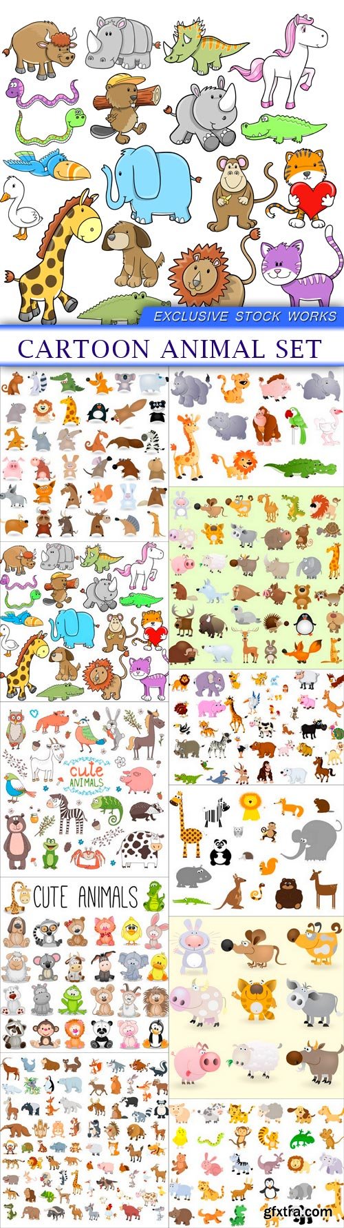 cartoon animal set 11X EPS