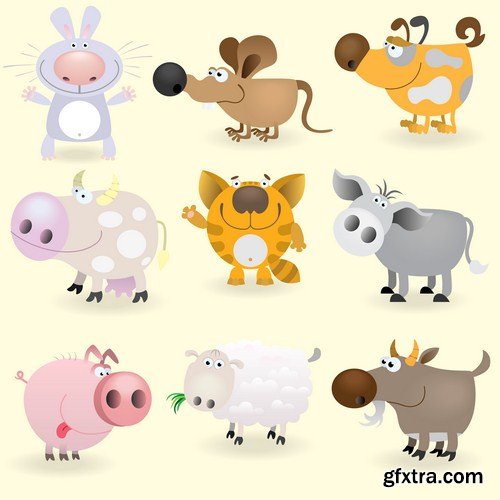 cartoon animal set 11X EPS