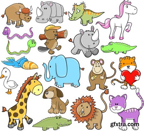 cartoon animal set 11X EPS