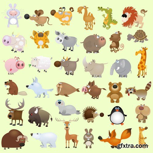 cartoon animal set 11X EPS