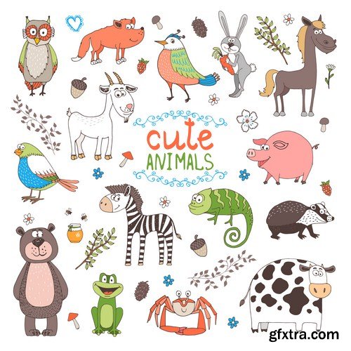 cartoon animal set 11X EPS