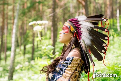 Collection of American Indian girl woman with feathers on the head 25 HQ Jpeg