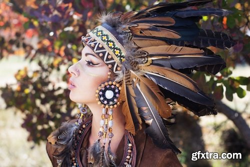 Collection of American Indian girl woman with feathers on the head 25 HQ Jpeg