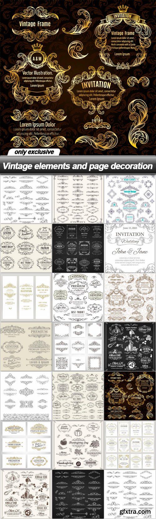 Vintage elements and page decoration - 20 EPS