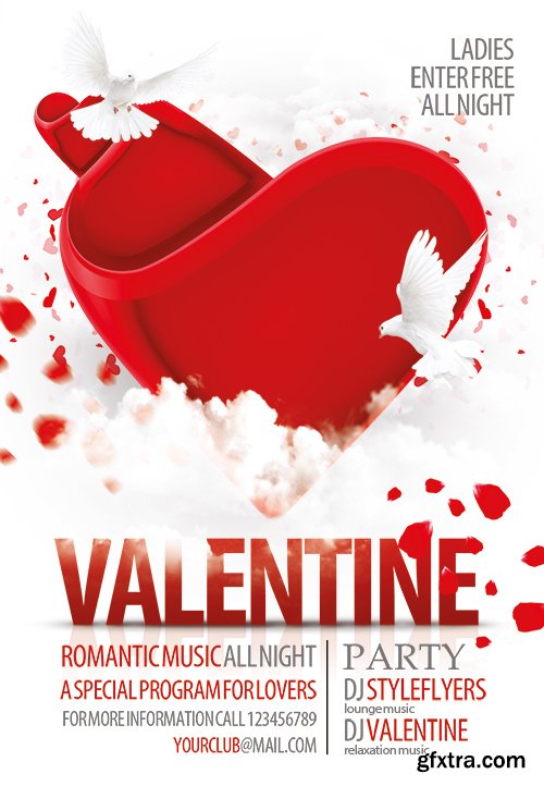 Valentine Party Flyer PSD Template + Facebook Cover