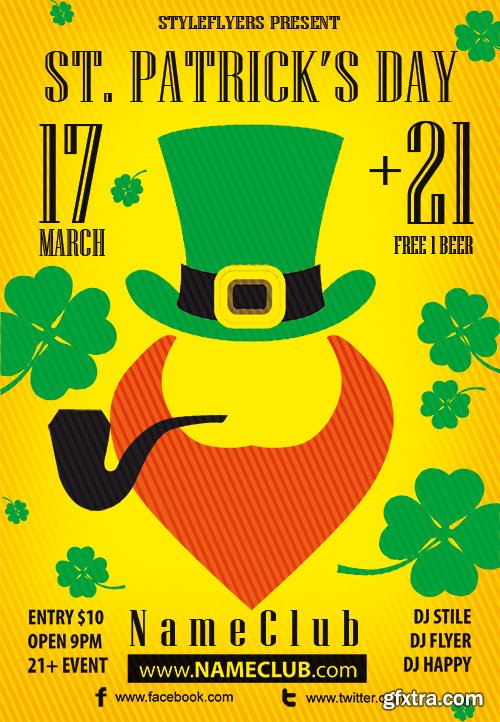 St. Patrick’s Day Flyer PSD Template + Facebook Cover