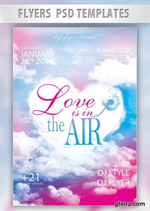 Love is in the Air Flyer PSD Template + Facebook Cover