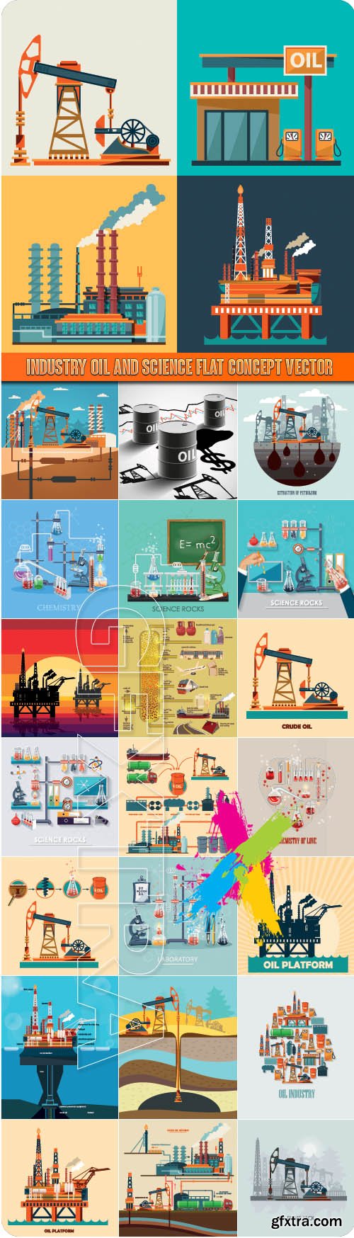 Industry oil and science flat concept vector