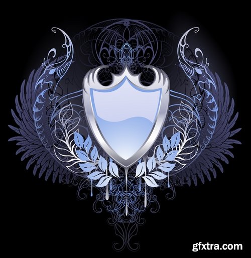 Collection wing wings gothic heraldry decoration vector image 25 EPS