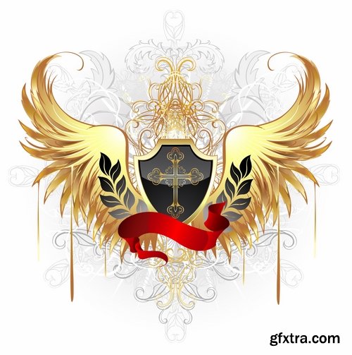 Collection wing wings gothic heraldry decoration vector image 25 EPS