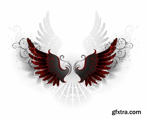 Collection wing wings gothic heraldry decoration vector image 25 EPS